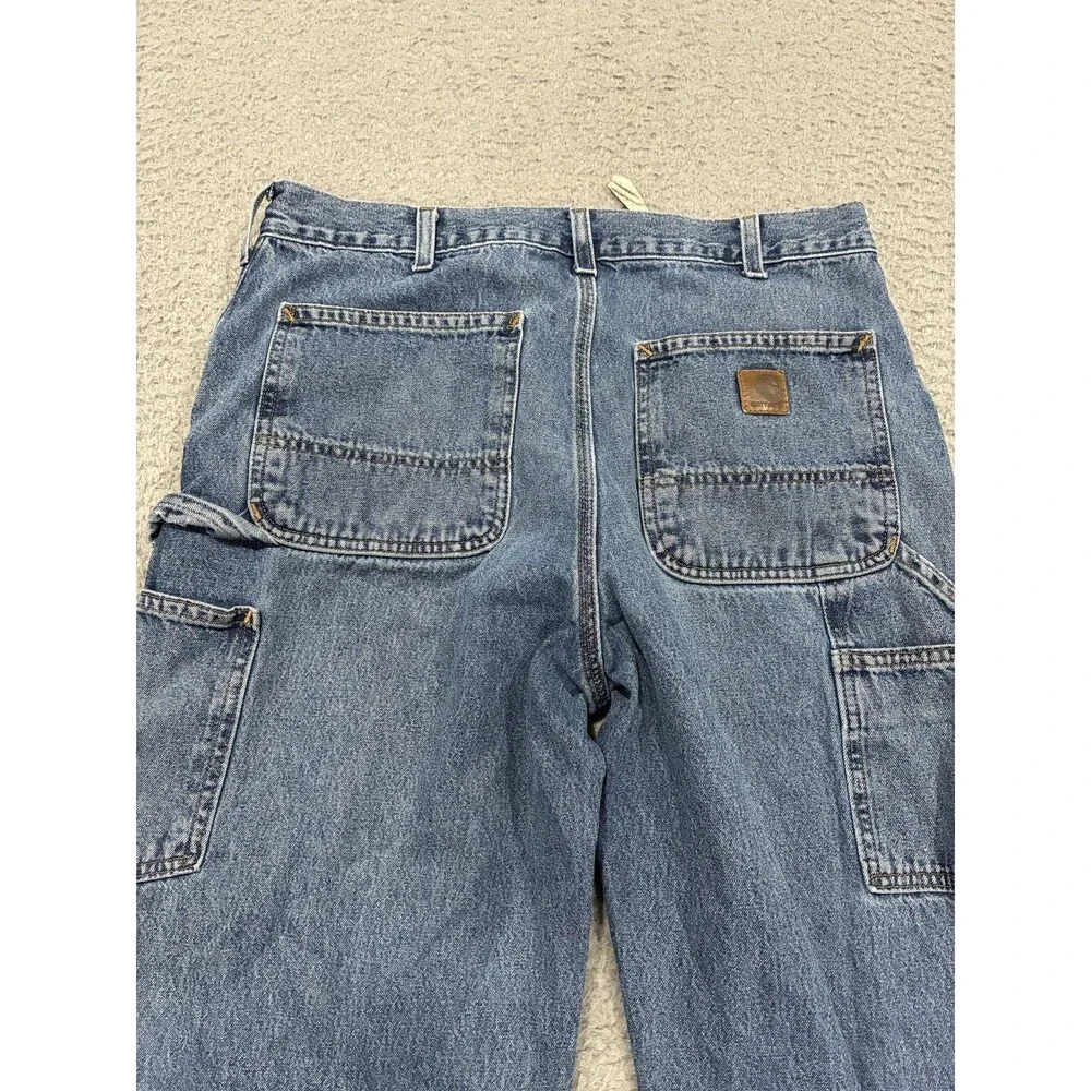 Carhartt Jeans Mens 33x31 Blue Relaxed Straight Denim B13DP Workwear Dungaree